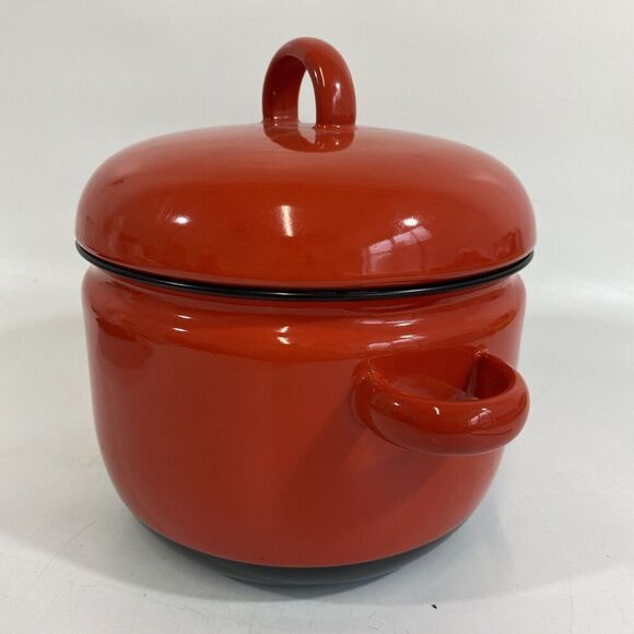 Carl Aubock Culinar Auswien Ostovics Red Enamel Pot Dutch Oven DANISH MODERN - Picture 6 of 9